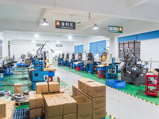 Nexharn cable manufacturing workshop showing organized production bays, assembly stations, and industrial equipment in Dongguan